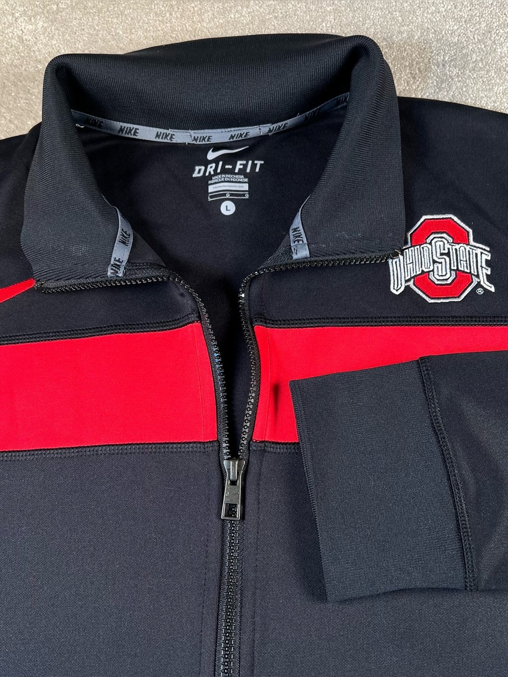 Ohio State Nike Track Jacket Black Red Full Zip Dri Fit Men's Large
